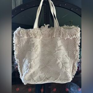 Shiraleah Fringed Cream Tote Bag